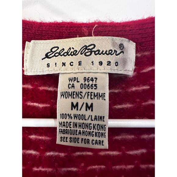 Eddie Bauer Vintage Women's Medium 100% Wool Red Sweater Vest Holiday - Picture 2 of 7
